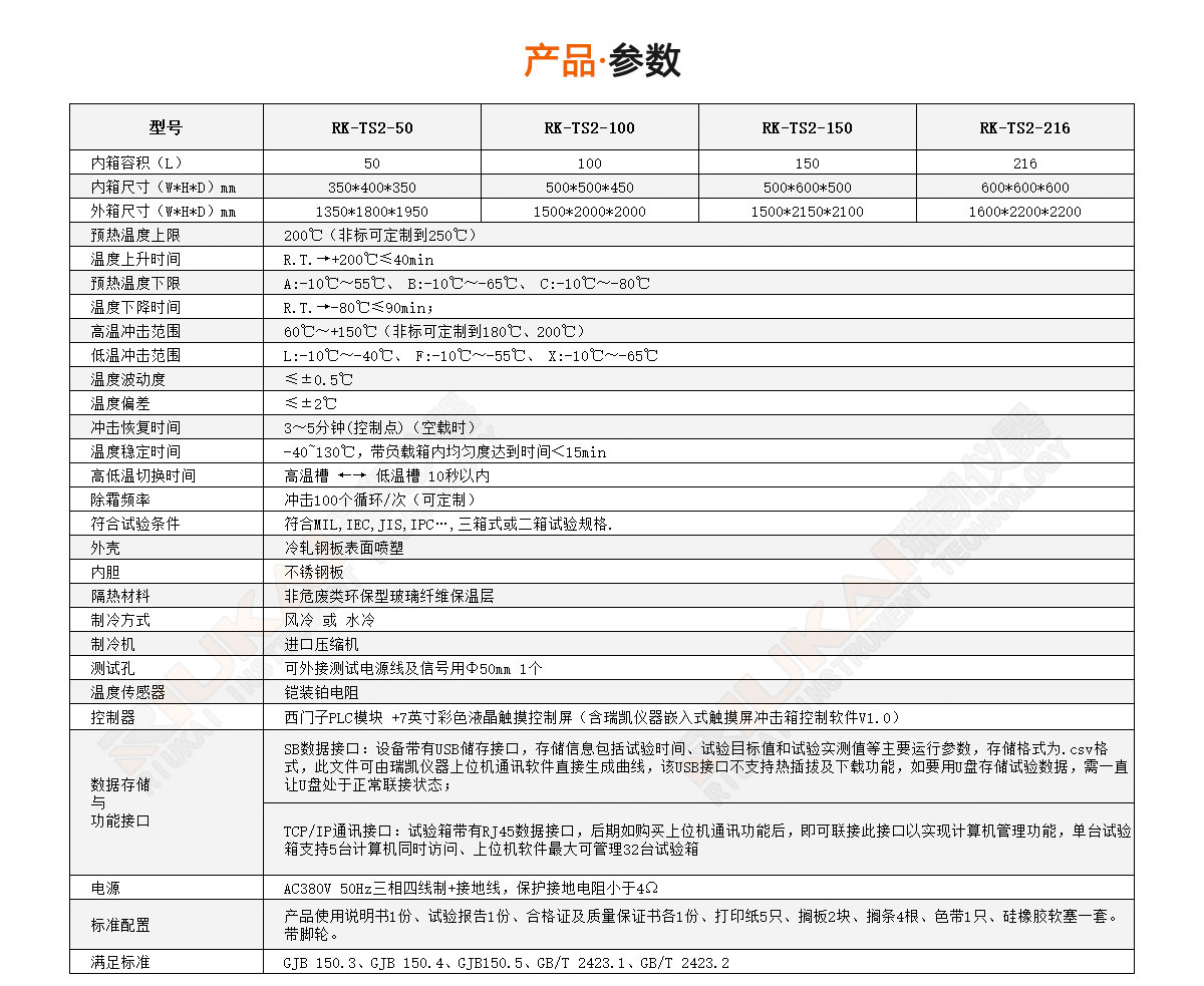 帶視窗玻璃冷熱沖擊試驗箱規格參數