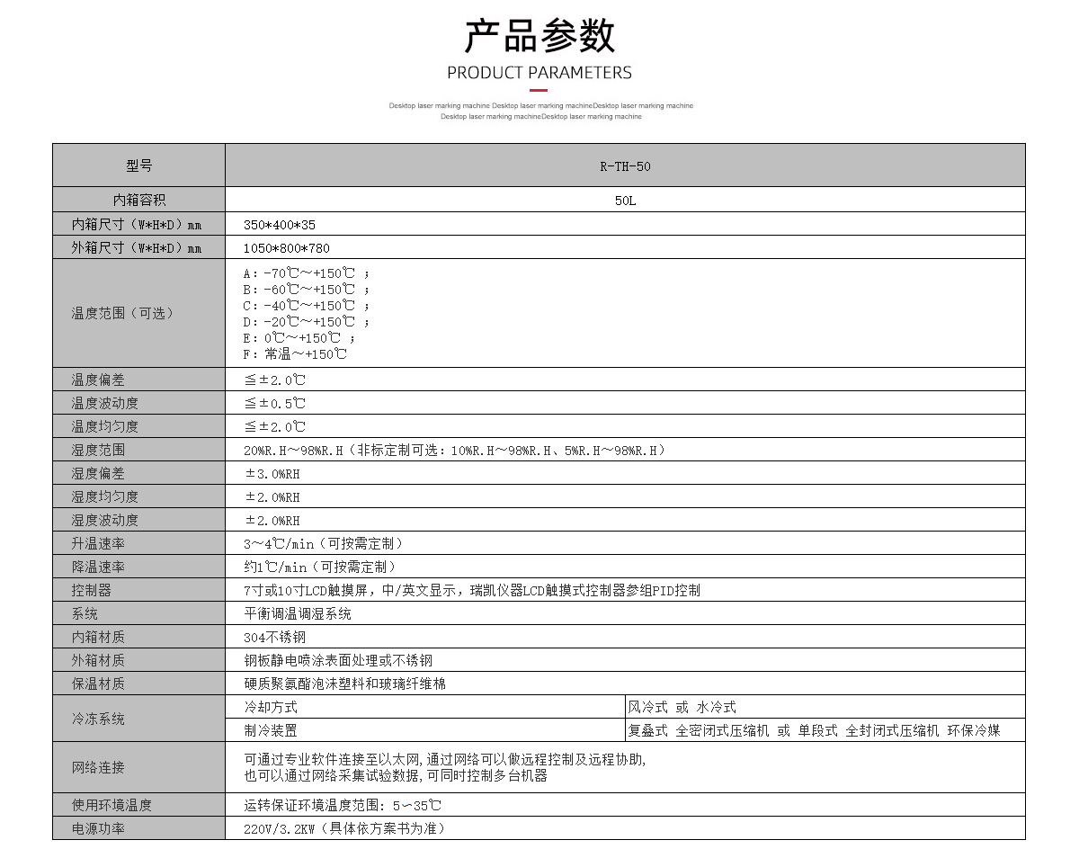 桌上型恒溫恒濕試驗箱 參數(shù)